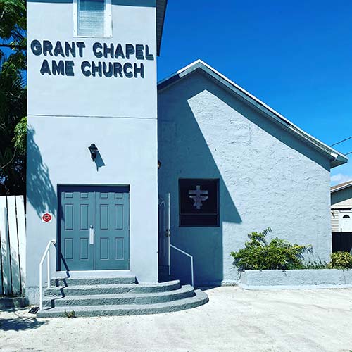 Exterior of Grant Chapel AME Church in South Lake Worth, Florida